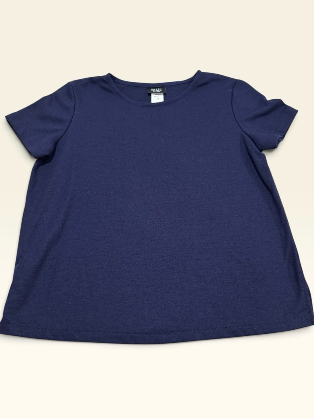 Vintage 90s Eileen Fisher Basics 100% Wool Crewneck Sweater Top Navy PS